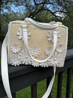 Betsey Johnson Floral Straw Satchel / Crossbody